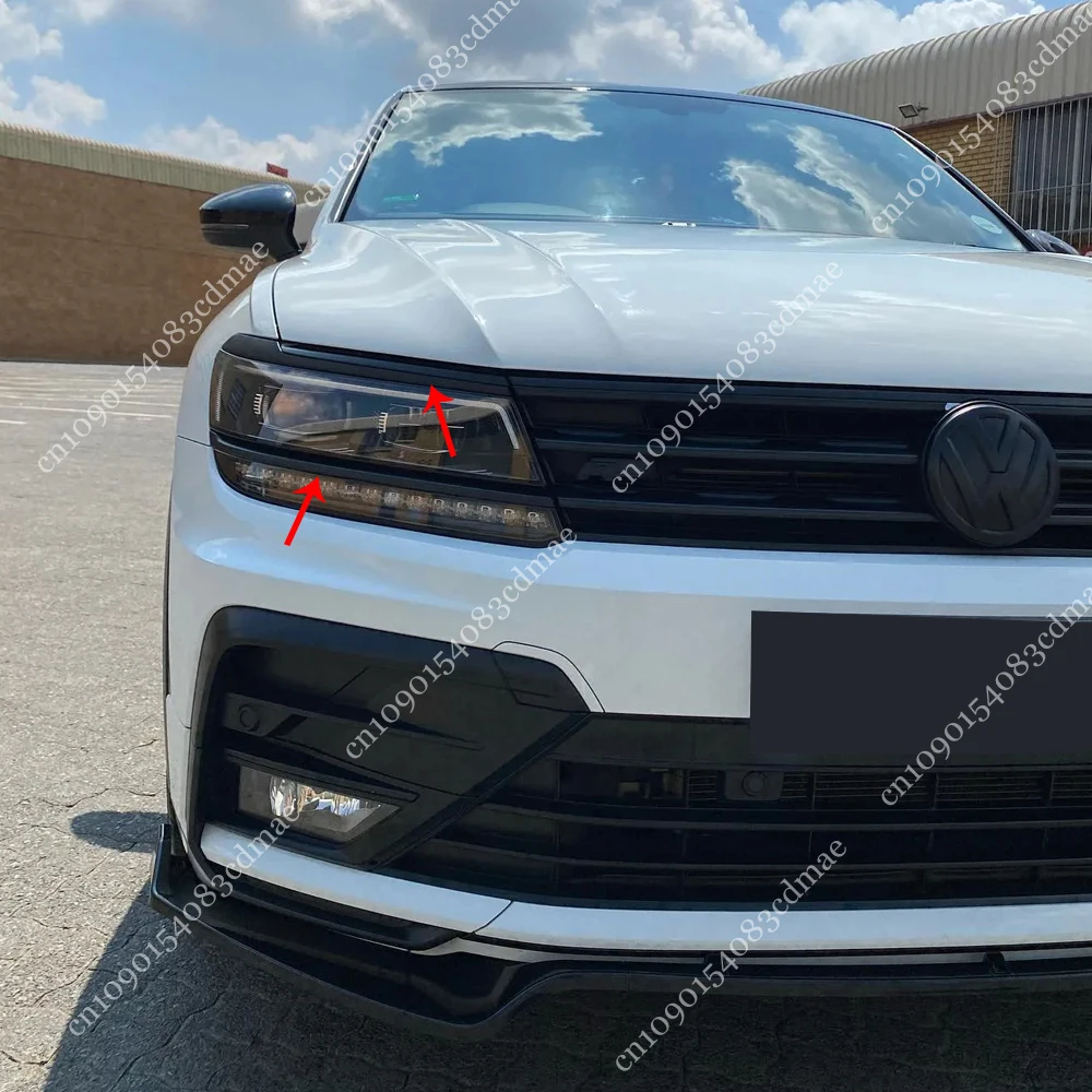 Para Volkswagen Tiguan MK2 Rline 2017-2021 parachoques delantero faro ceja lámpara antiniebla párpado tira cubierta Tuning ABS negro decorativo