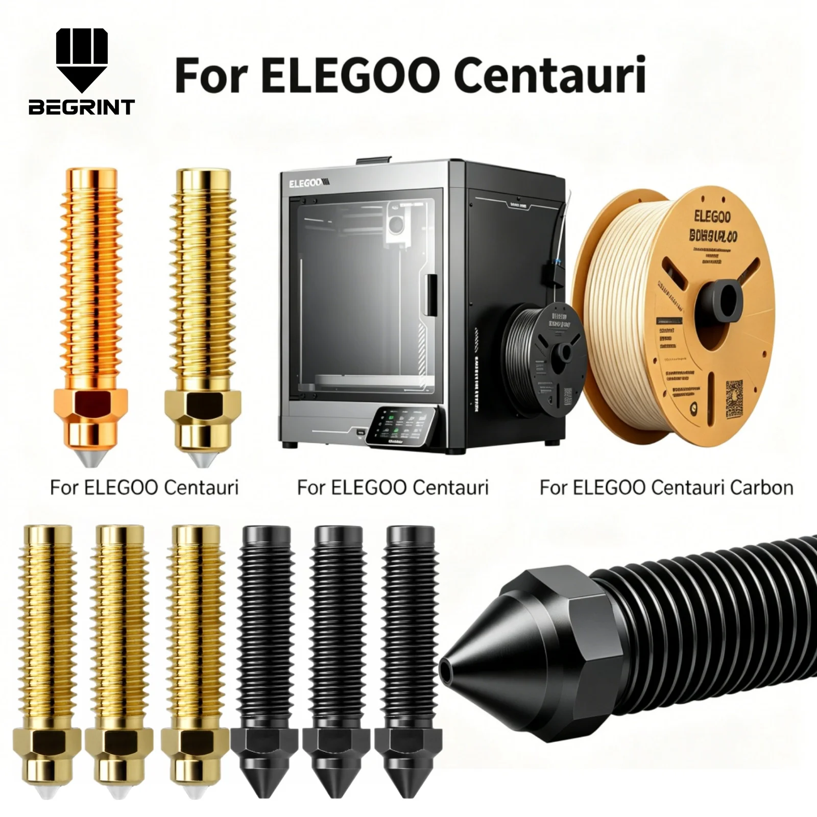 

For Elegoo Centauri & Centauri Carbon Hotend Nozzle M6 Thread Hardened Steel Integrated Throat Nozzle 0.2/0.4/0.6/0.8mm