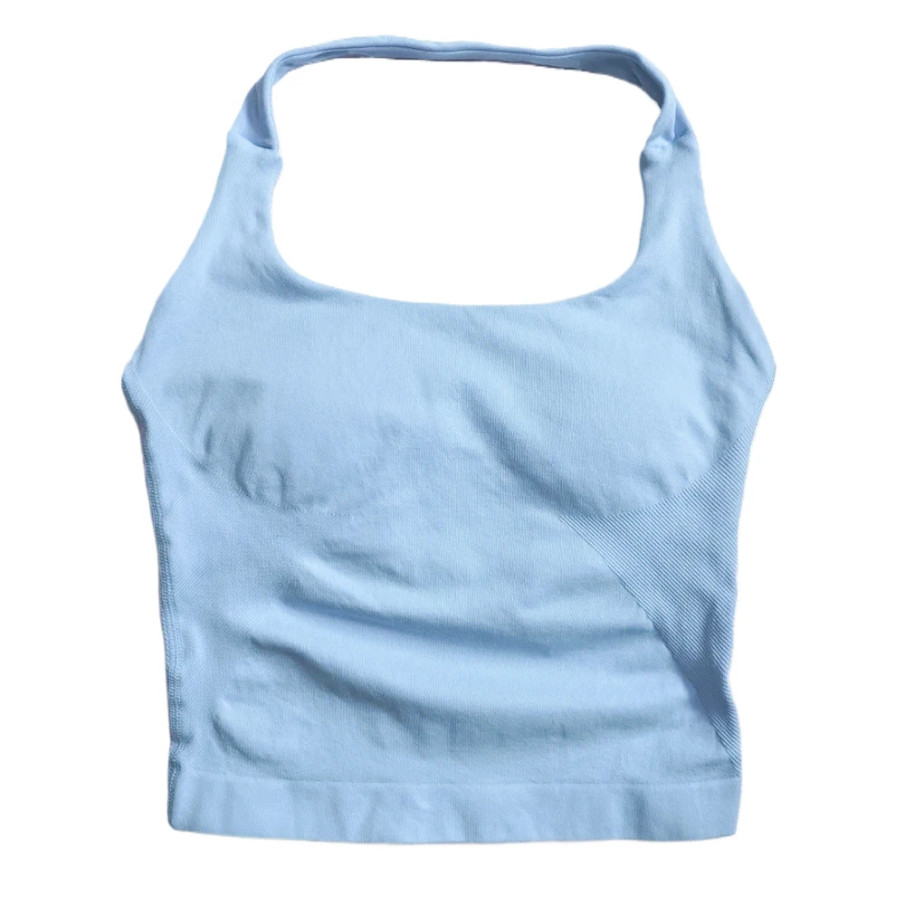 Gym Top Dameskleding Strappy Workout Tank Top Gewatteerde sportbeha Backless Yoga Shirts Naadloze Gym Crop Top Halter Fitness Vest
