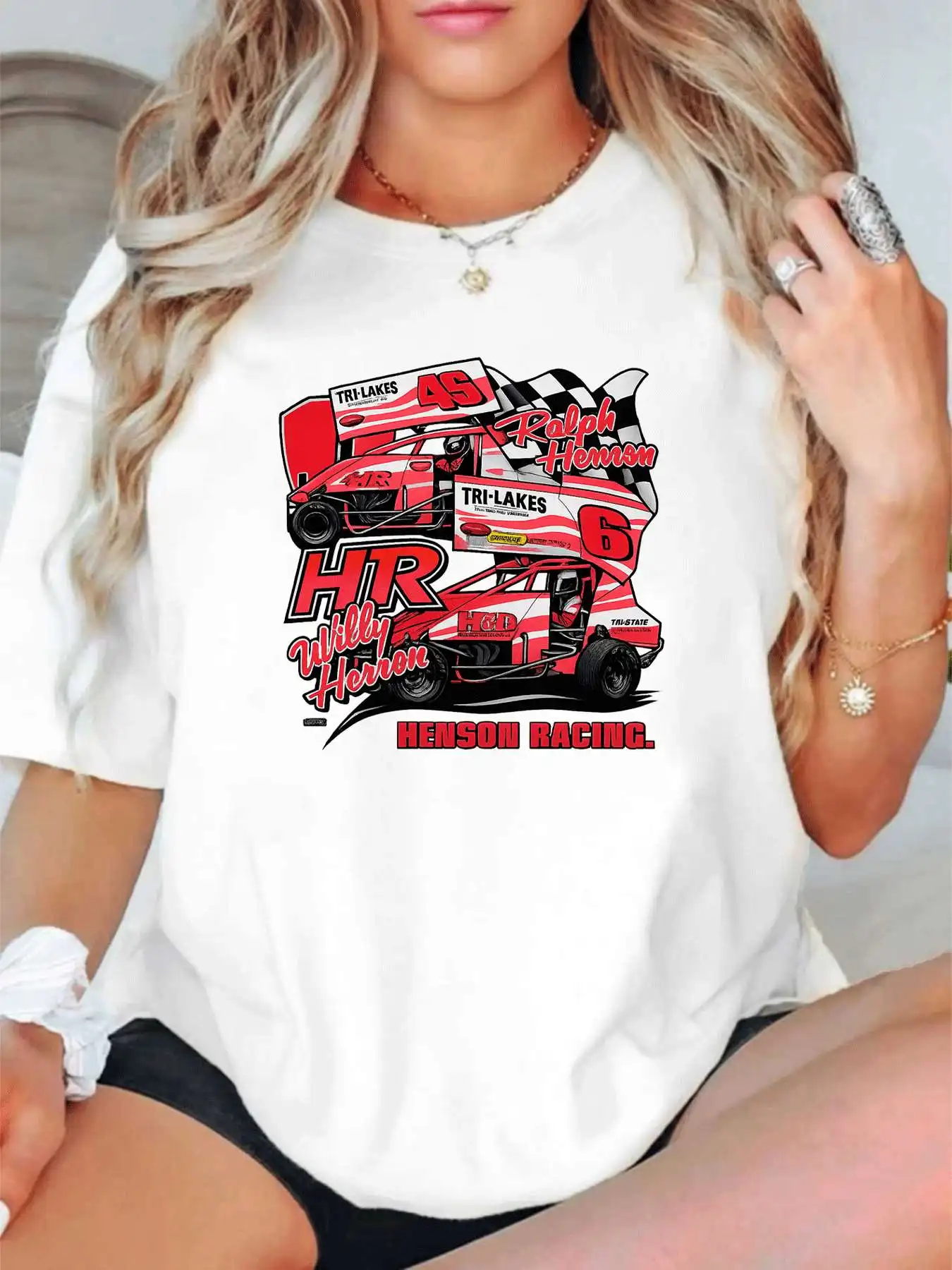 

【1147703】Женская футболка больших размеров с круглым вырезом и короткими рукавами, эластичными полурукавами и модными принтами