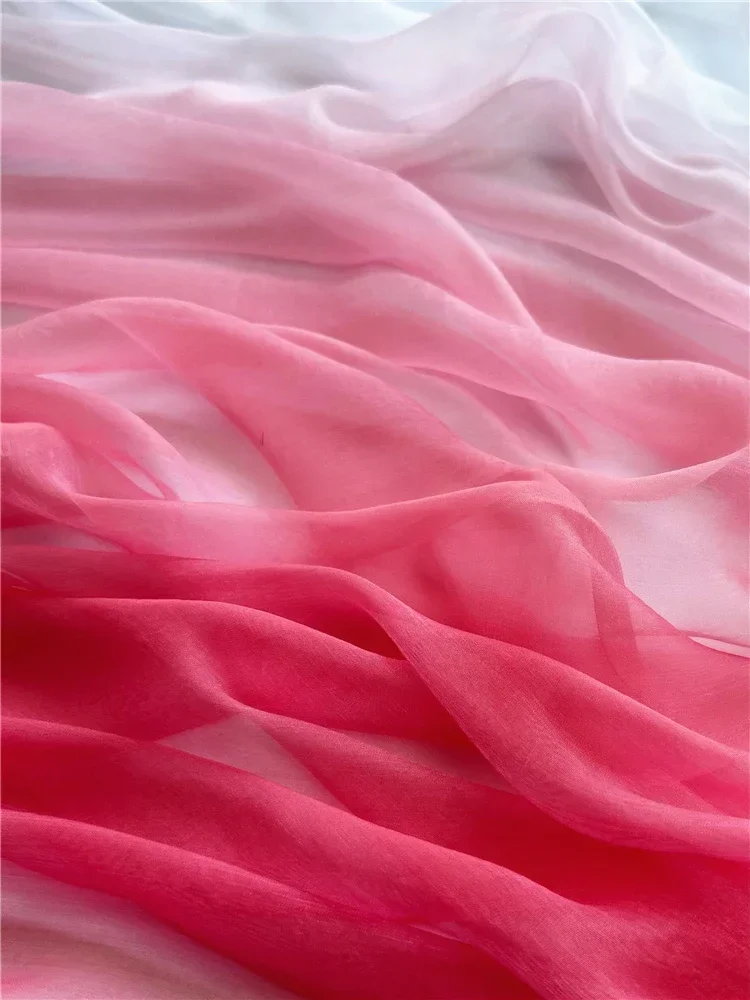 30D Crepe Gradient Chiffon Fabric Thin Light By The Meter for Hanfu Scene Layout Dress DIY Sewing Transparent Cloth Blue Purple