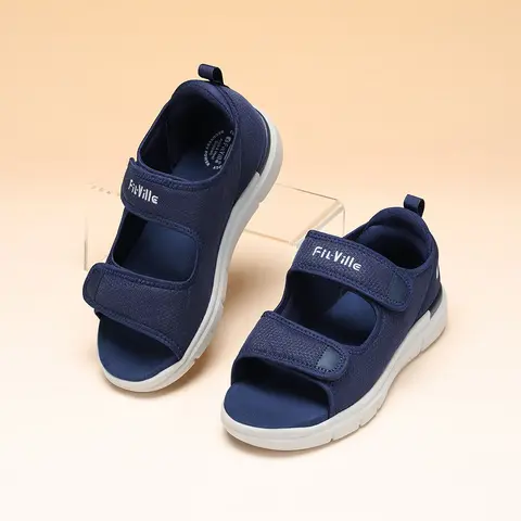 FitVille 남성용 샌들 확대 장로 캐주얼 신발 발바닥 근막염 아치 지원 완화 통증을위한 통기성 경량