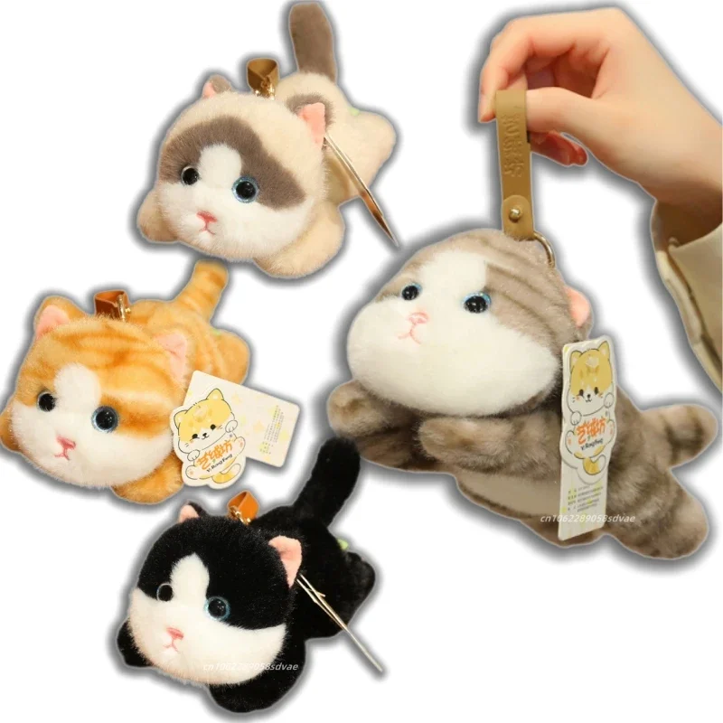 

Милый реалистичный плюшевый брелок-котик, мягкий пушистый реалистичный котёнок-подвеска, милая кукла-кошка (сиамская, калико) в подарок для девочки
