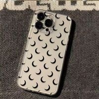 Funny Half Moon Pattern Phone Case for iPhone 16 15 14 13 12 11 Pro Max Mini X XS XR 7 8 Plus SE4 16E Soft Transparent Cover