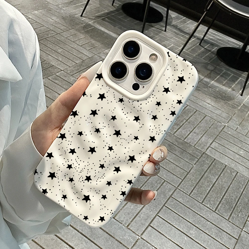 Fashion Star Polka Dot Muster Handyhülle für iPhone 17 16 15 14 13 12 11 Pro Max 14 Plus 17Air Falten-Wellen Weiche Silikonhülle – Detail 4
