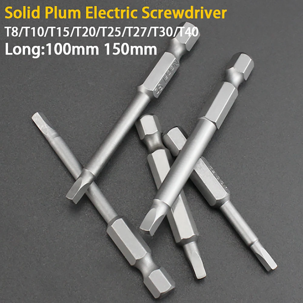 

1 шт., электрическая отвертка с твердым цветком сливы T8/T10/T20/T30/T40, длинная отвертка, 100/150 мм, шестигранная ручка, гаечный ключ