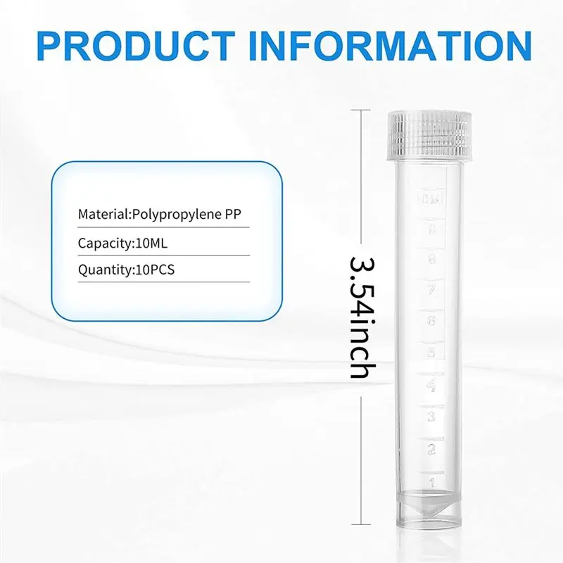 

A20I 100 шт. 10 мл лабораторные пластиковые пробирки для замораживания флакон с уплотнительной крышкой контейнер для лабораторной школы образовательные