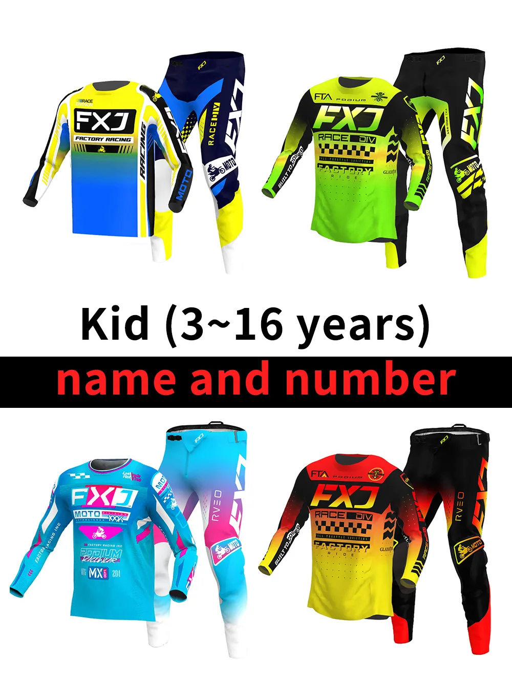 motocross gear set child 3 4 5 6 7 8 9 10 11 12 years boy Enduro racing suit girl cross MX MTB Off-road Jersey Pant Kits ATV