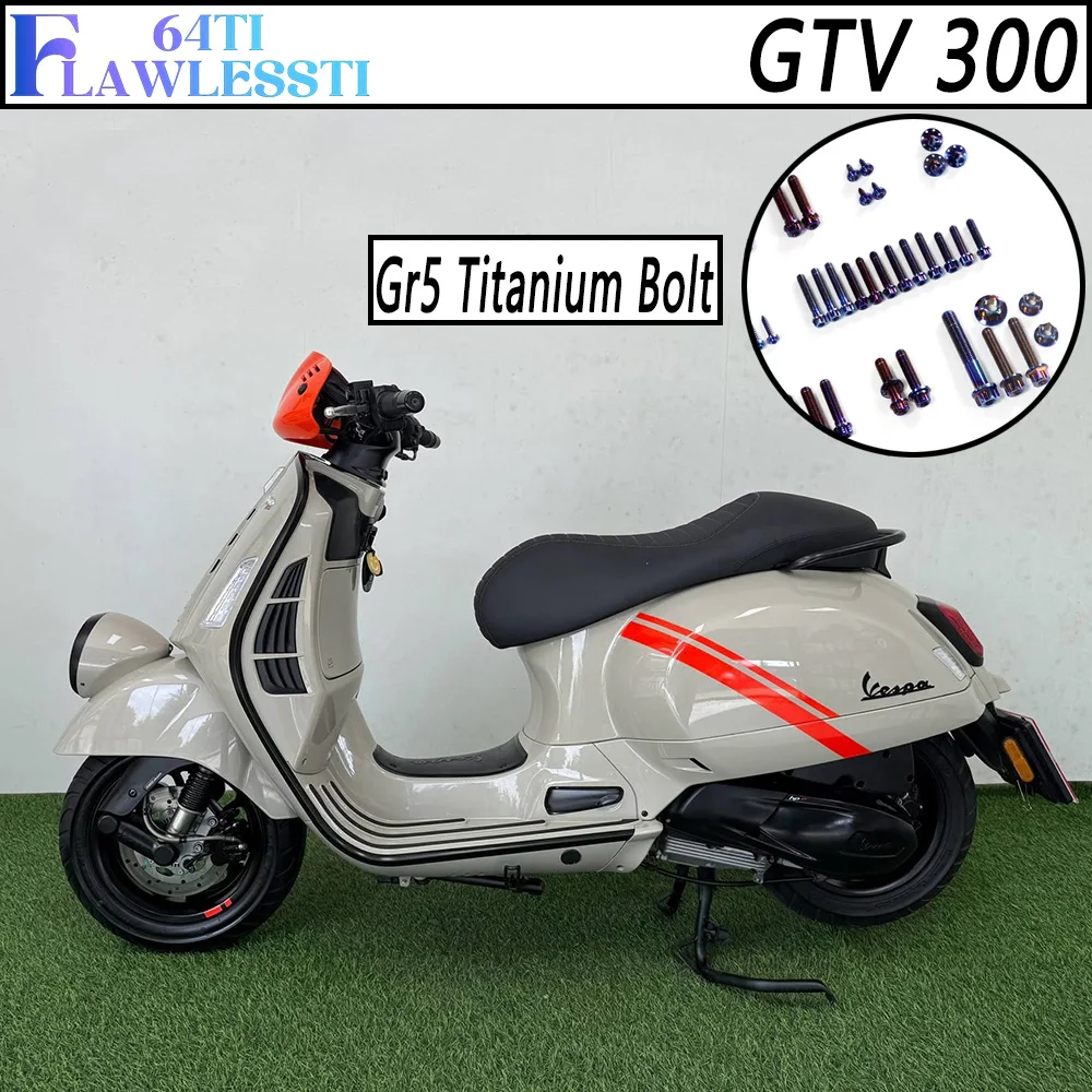 FLAWLESSTI Gr5 Titanium Bolt Windshield Brake Fluid Cap Fender Front Rear Brake Caliper Shock Battery Bolt For Vespa GTV 300