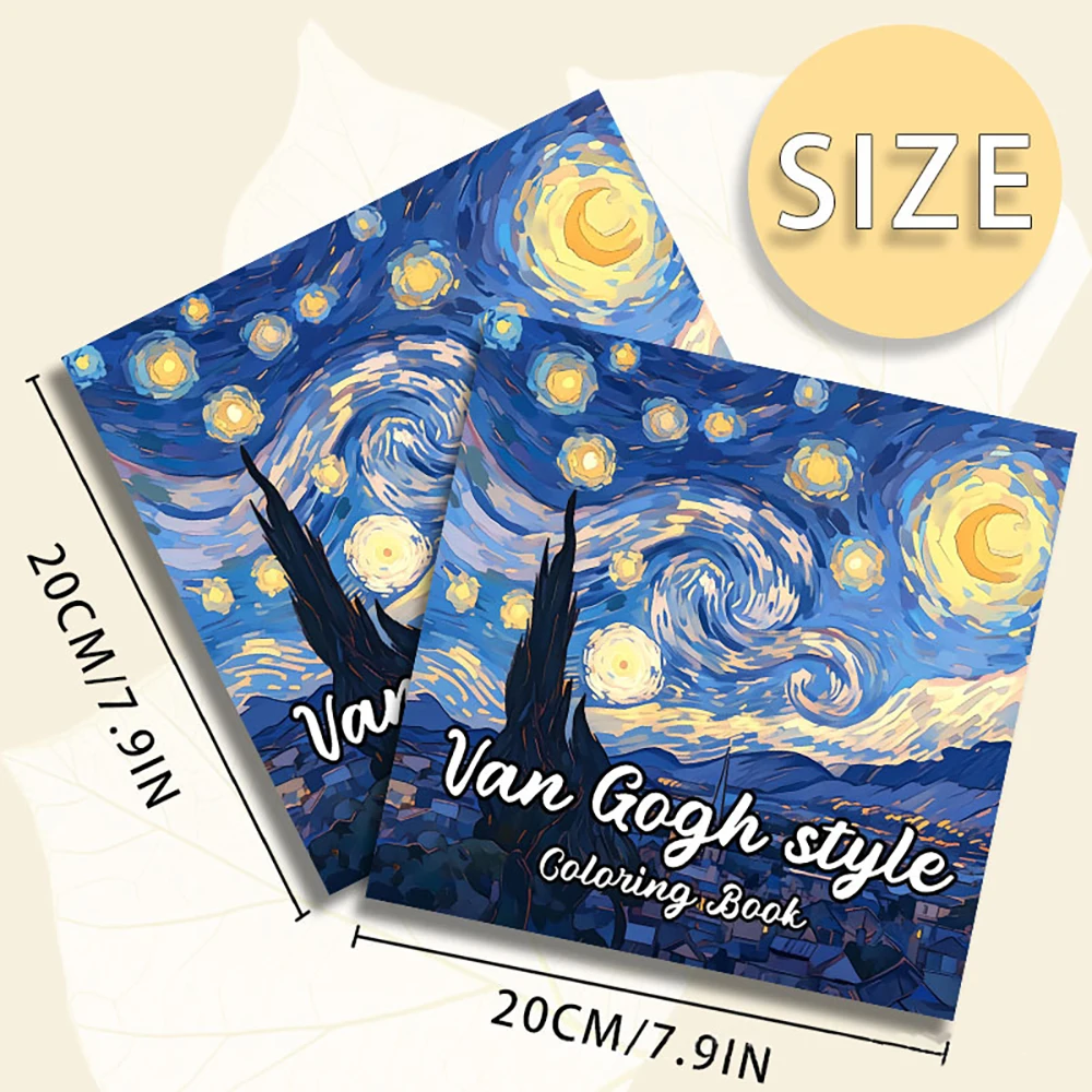 كتاب تلوين للبالغين مستوحى من Bview Art Van Gogh: علاج فني لتخفيف التوتر مع الرسوم التوضيحية المرسومة يدويًا وصفحات الرسم