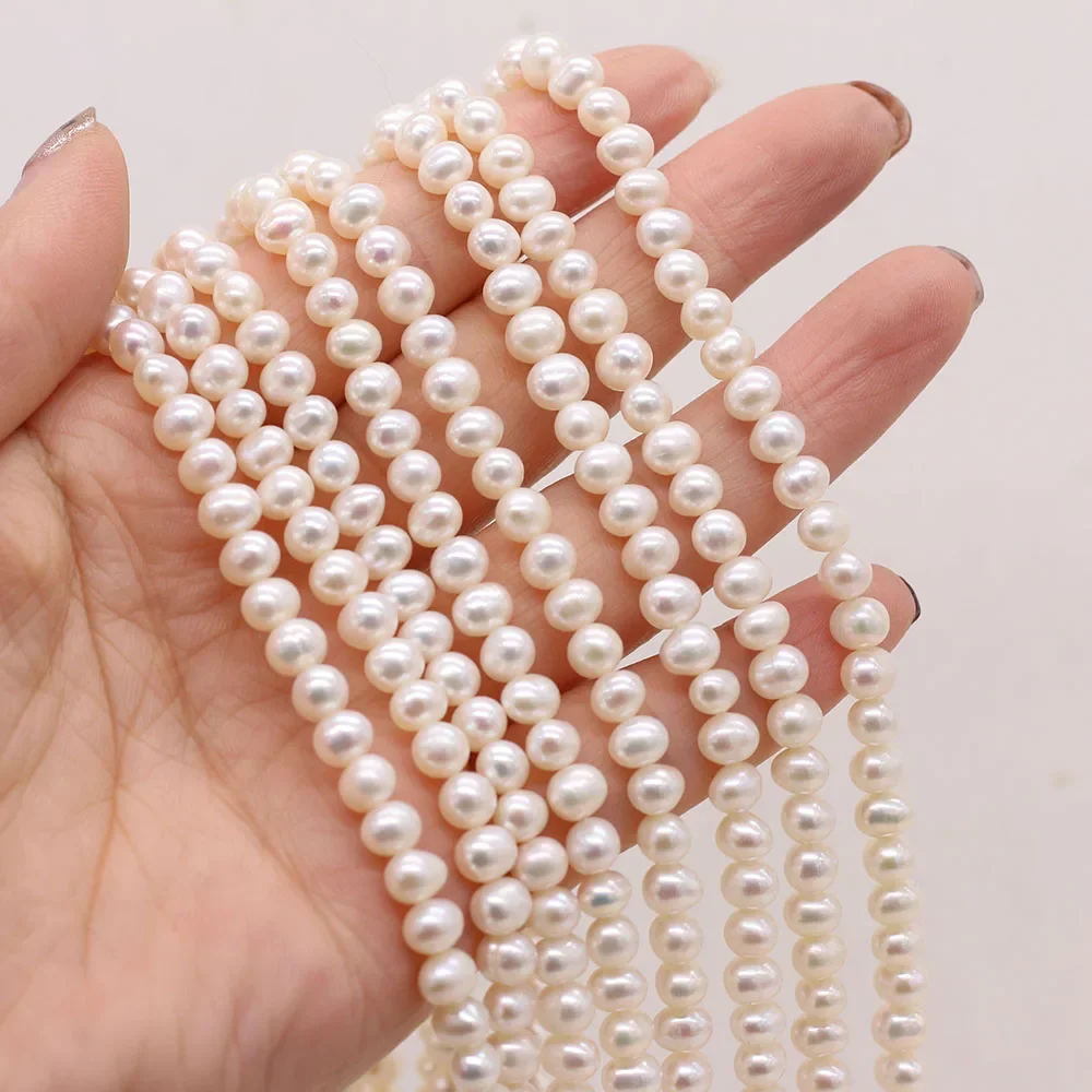 Real 100%Natural Freshwater Pearl Beads White Near Round Loose Pearls For DIY Charm Bracelet Necklace Jewelry Accessories Making