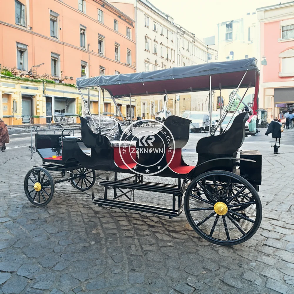 Luxury European Vintage Sightseeing Horse Carriage Classic Royal Tourist Carriage Elegant Retro Horse Carriage for Scenic Park