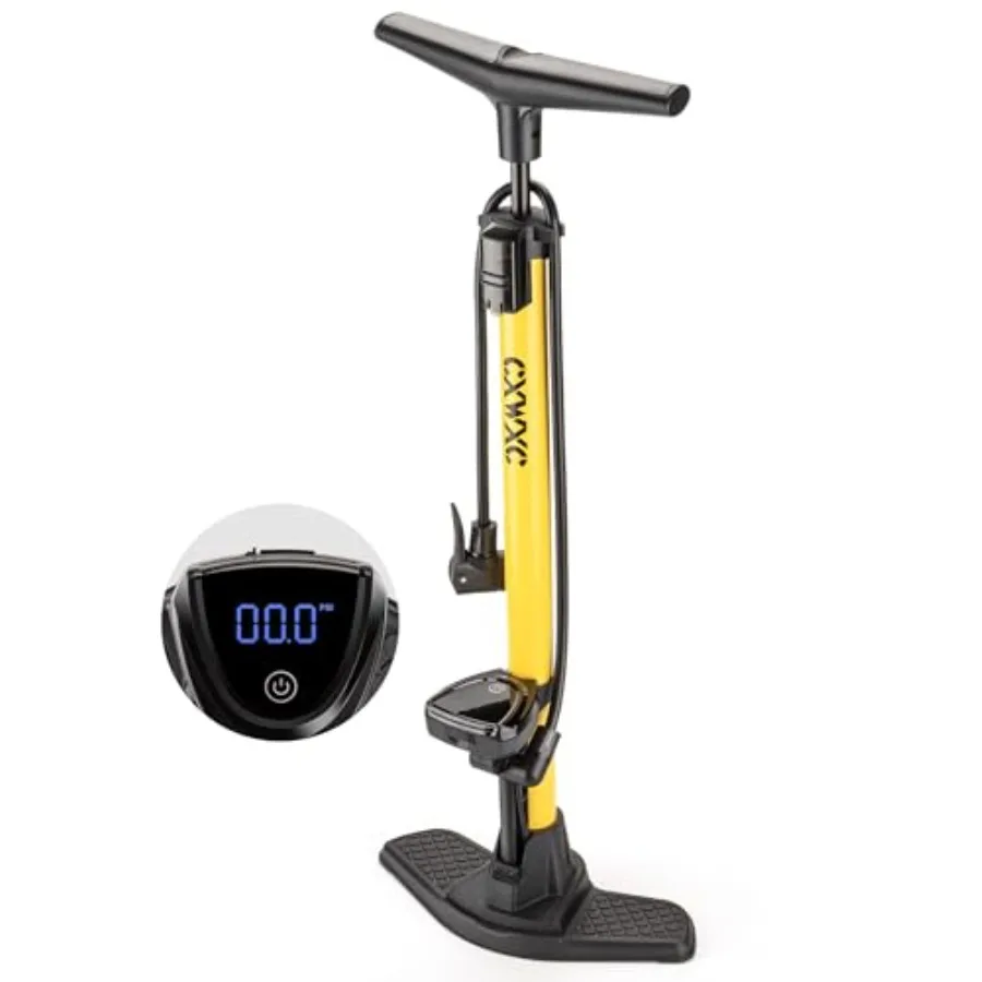 

Bike Floor Pump with Digital Gauge 140 PSI Bicycle Tire Pump fits Presta and Schrader Valve Portable Bike Air Pump with Large D