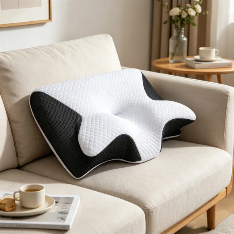 Butterfly Memory Foam Neck Pillow, Contoured Ergonomic Design, Comfort Support Pillow for Neck Pain Relief and Stomach Sleeping