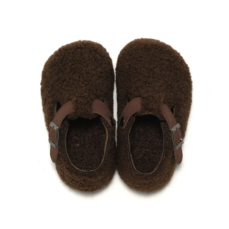 RUIZUSTOCK Heel Wrapped Fleece Elastic Clogs for Children,Winter Warm Soft Sole Shoes,Anti-Slippery Footwear