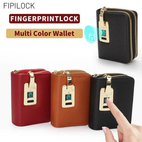 FIPILOCK Wallet Card for Women and Men with Smart Fingerprint Unlock Anti-Theft and Anti-Burglary Coin Purse Tote Bag Closure Wi