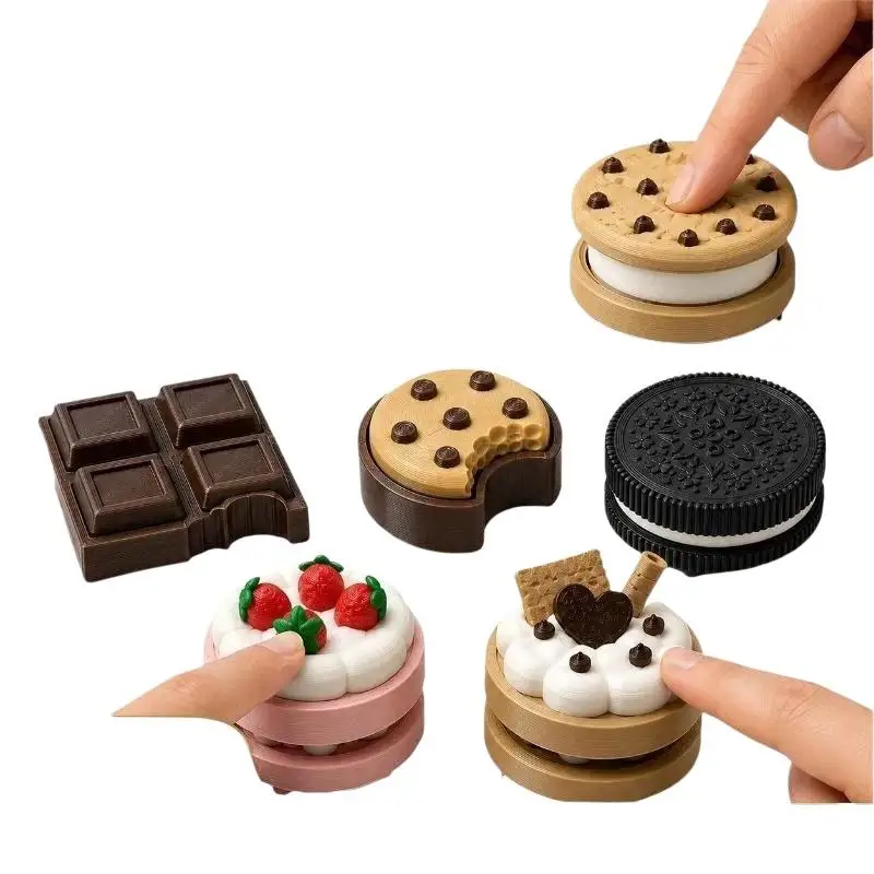 /Vly/Printed Dessert Shaped Fidget Clicker Toys Satisfying Click Sound Comfortable Rebound For Stress Relief Kids Adults Home 3D