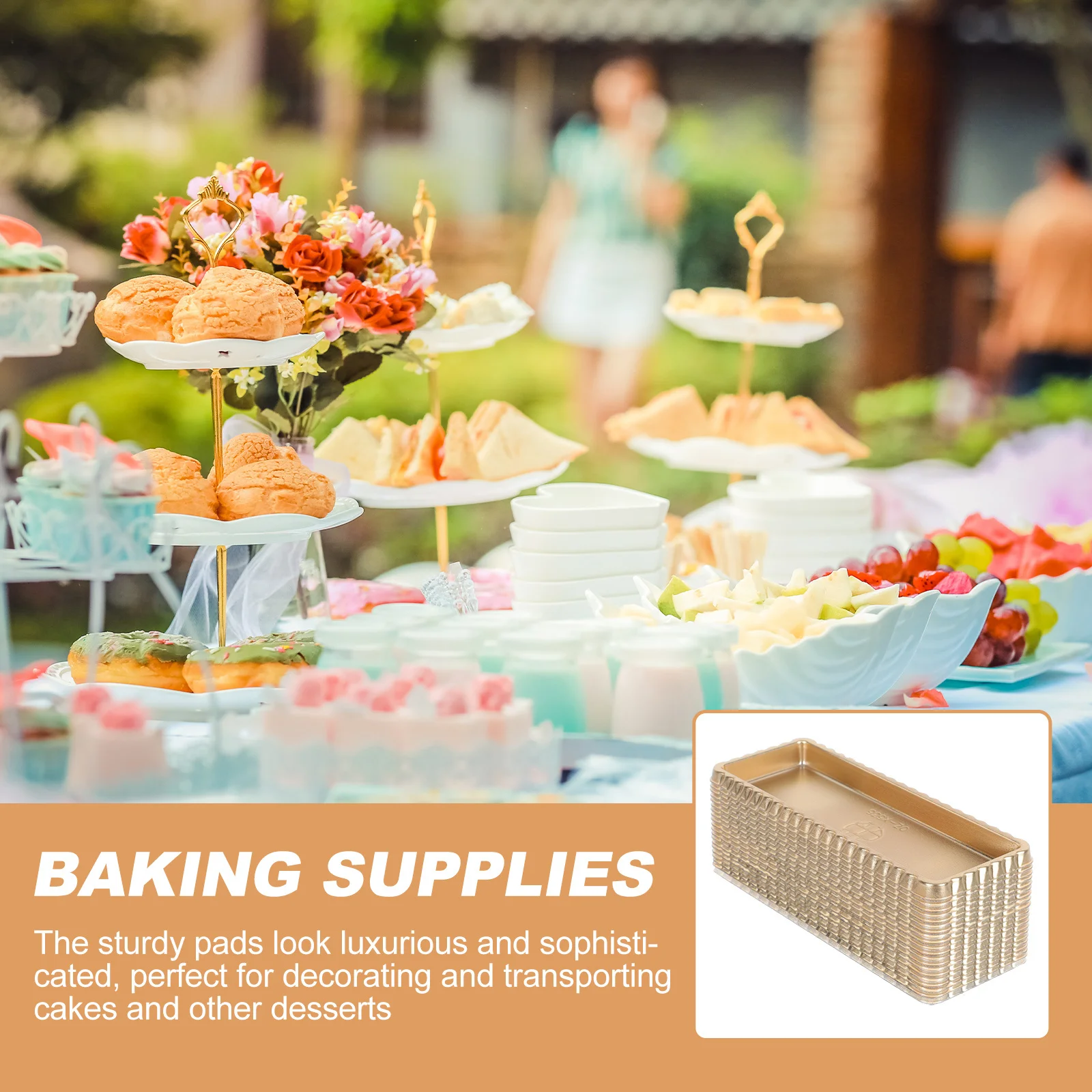 

20 Pcs Dessert Cake Pad Gold Trunk Tray Boards Mini Bases Display Plate Serving
