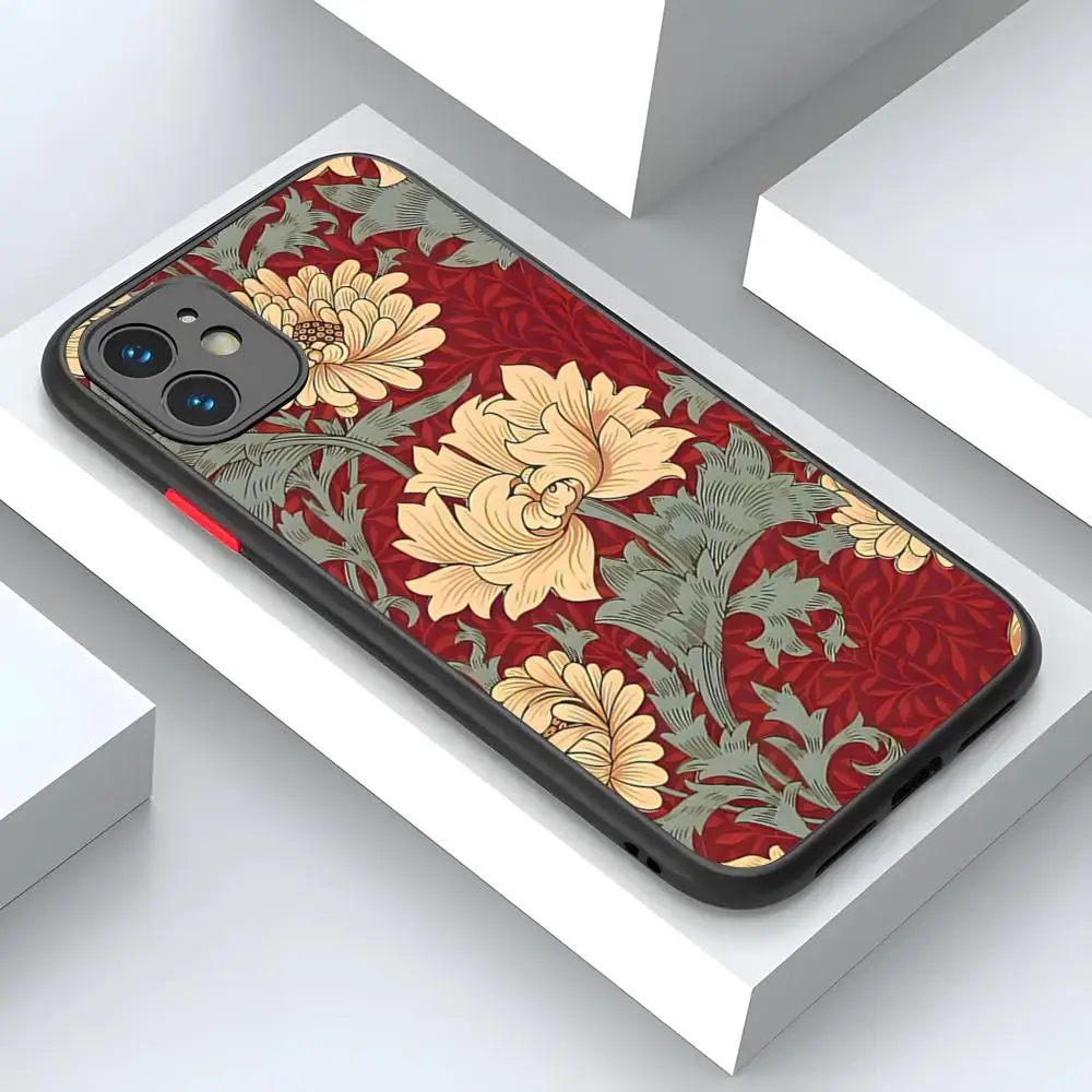 ويليام موريس الفراولة اللص تصميم جراب هاتف آيفون 16 15 14 12 13 11 شراء Pro Max XR XS Mini X 7 8 Plus غطاء غير لامع