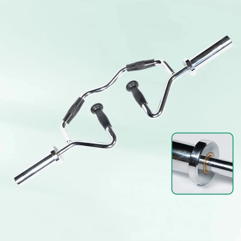 Gym Professional Biceps Triceps Training Barbell Barbell Bar Multi-position Home Fitness Training Bar Barbell Bar with Pu Handle