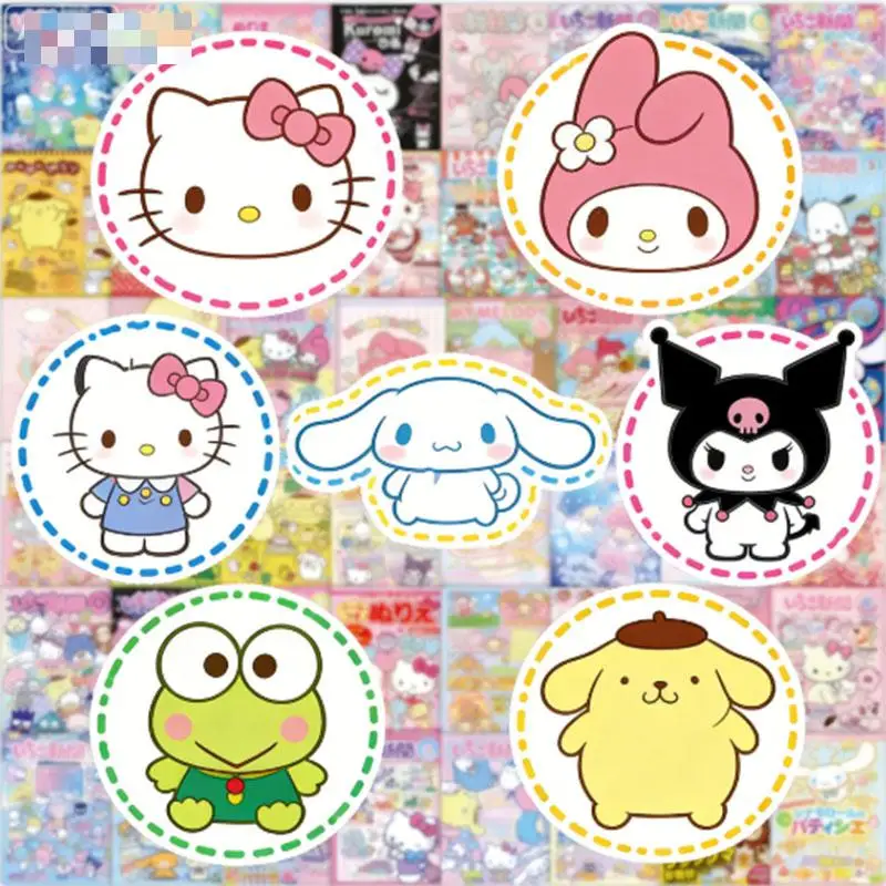 

50pcs Cartoon Cute Sanrio Poster Graffiti Stickers Waterproof Decals Stickers For Laptop Suitcase Phone Thermos Ipad Diy Sticker