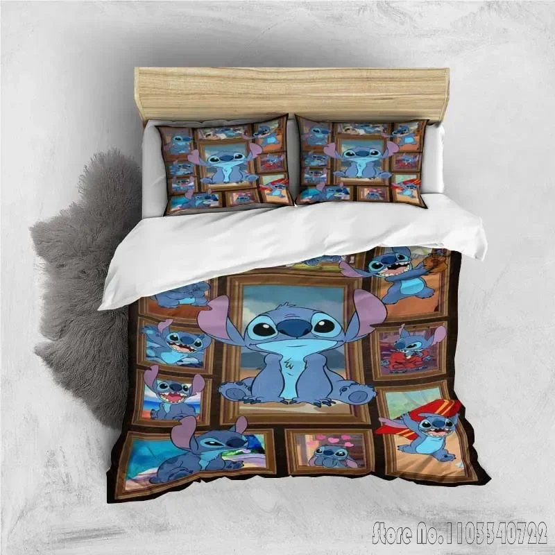 Anime Disney Stitch Angle Love Child Duvet Cover Set HD Comforter Cover for Kids Bedding Sets Bedclothes Bedroom Decor