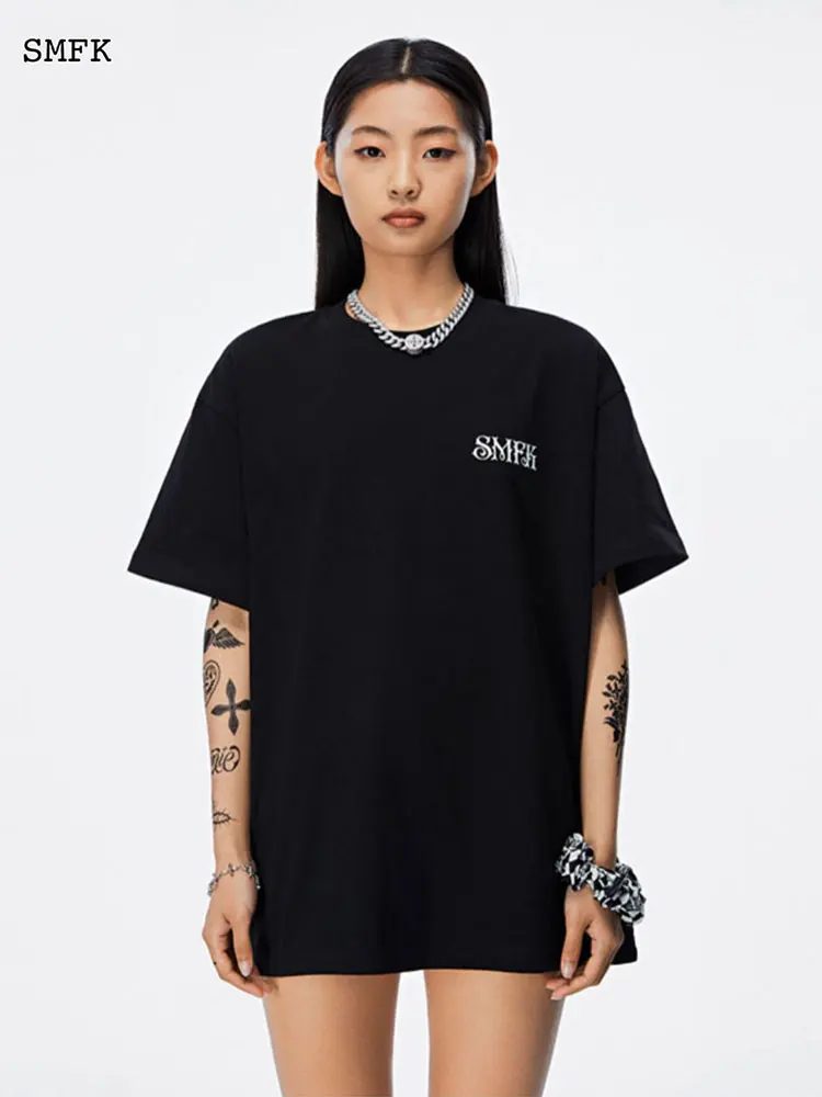 

SMFK Short T-shirt Letter Printing Shorts Sleeve oversize Women's Summer Loose O-Neck Short Tops Female Casual Cotton Short Tee