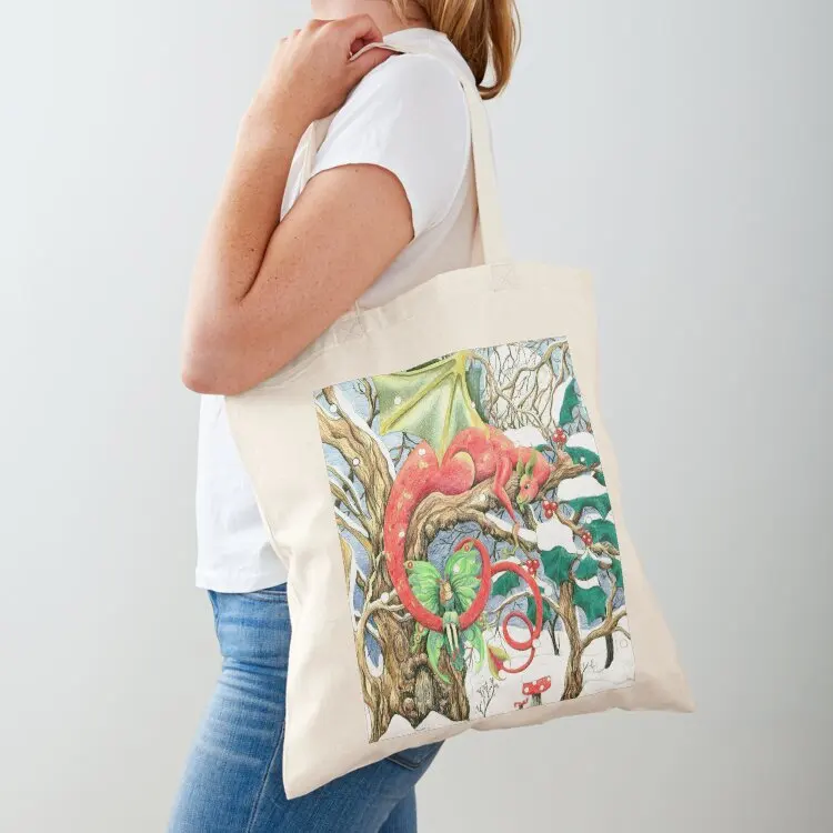 

Snow dragon and his fairy Tote Bag sacs de shopping shopping trolley bag Canvas bag shopper bags for women