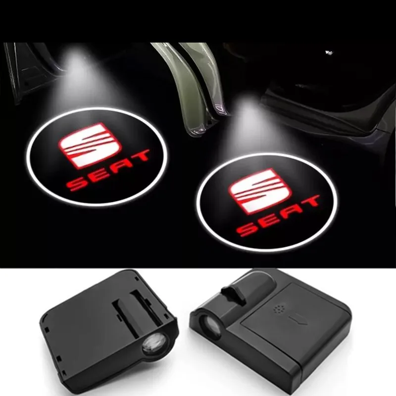 

2X Wireless Universal LED Car Door Projection Welcome Shadow Light For Seat Leon 1 2 3 Ateca Ibiza 6J Toledo Exeo Cordoba FR MK3