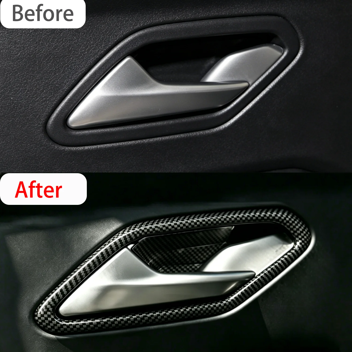 Inner Door Pull Bowl Cover Trim For Dacia Duster 18-27/Dacia Sandero/Jogger 21-27/Dacia Bigster 25-27 Carbon Fiber Pattern