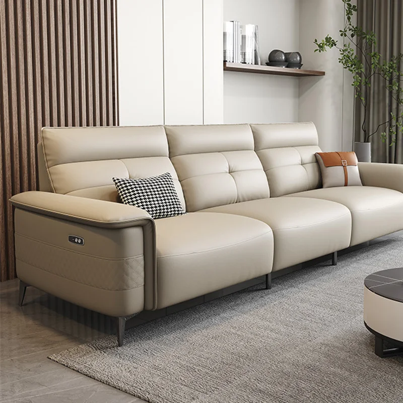 2026 Electric Smart Furniture Multi Function Recliner Leather Sectional Sofa Design Extendable Living Room Furniture Sofa Set