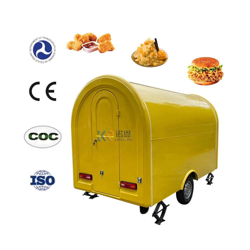 مقطورة الطعام كشك الوجبات السريعة مركز تسوق خارجي مرآة من الفولاذ المقاوم للصدأ شاحنة طعام قابلة للتخصيص