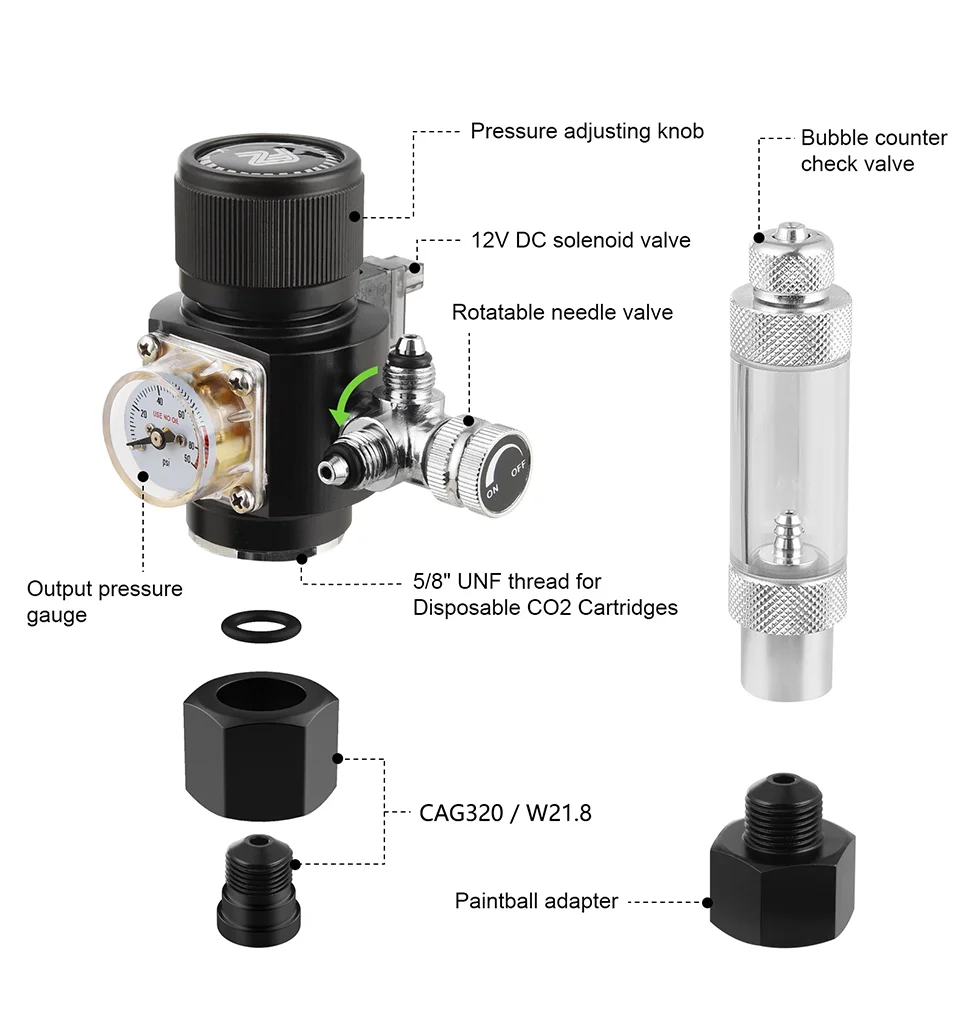 Новый мини-регулятор DC12V CO2, дисплей для аквариума с пузырьковым счетчиком, обратный клапан для аквариумных водных растений, аквариума