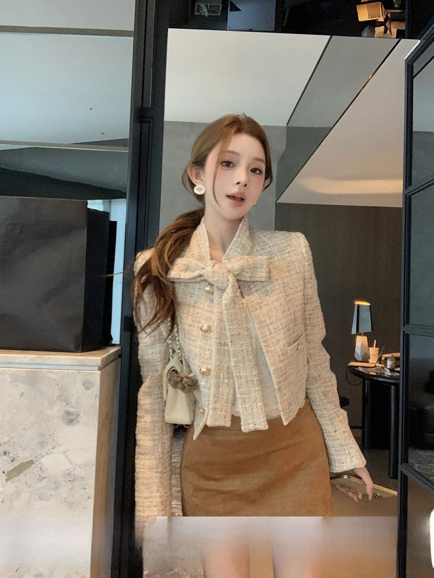 

Женское пальто Qiu Rouyao Century Princ Vintage Knot Small Fraance Sle, утепленное, шерстяное, короткое, верхняя одежда