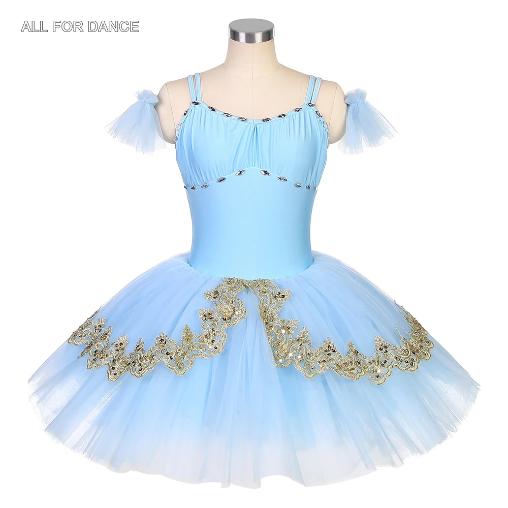 

BLL073 Sky Blue Spandex Camisole Pre-professional Ballet Tutu for Girls and Women Stage Performance Ballerina Tutu Costumes