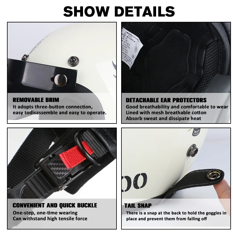 خوذة دراجة نارية 3/4 للجنسين خوذة لكامل الوجه للرجال والنساء معدات واقية لركوب الدراجات النارية #3