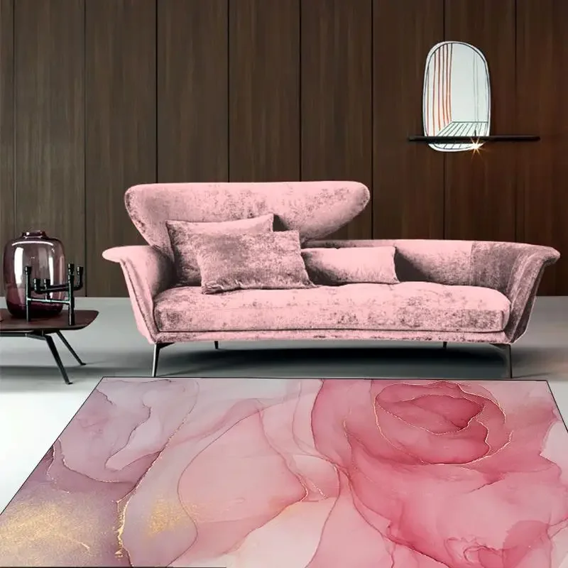 Romantic Rose Gold Carpet for Living Room Cute Room Decor Sofa Table Large Area Rugs Kitchen Non-slip Floor Mat Bedroom Tapis