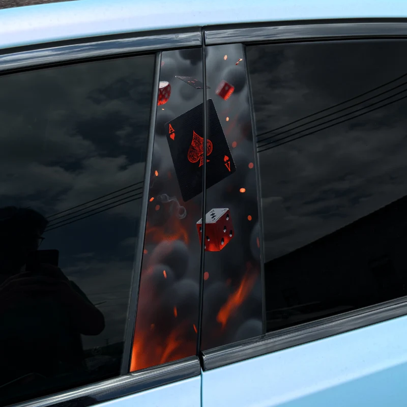 

1PC Smoke Playing Cards Car Stickers Auto B Pillar Waterproof Decoration Cover Scratches DIY Car Doors Pillar Poker Vinyl Decals