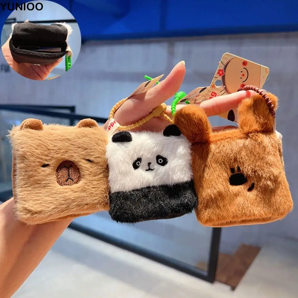 

Square Capybara Plush Coin Purse Fluffy Collection Plush Doll Storage Bag Cartoon Ins Capybara Plush Wallet Hanging Decorations