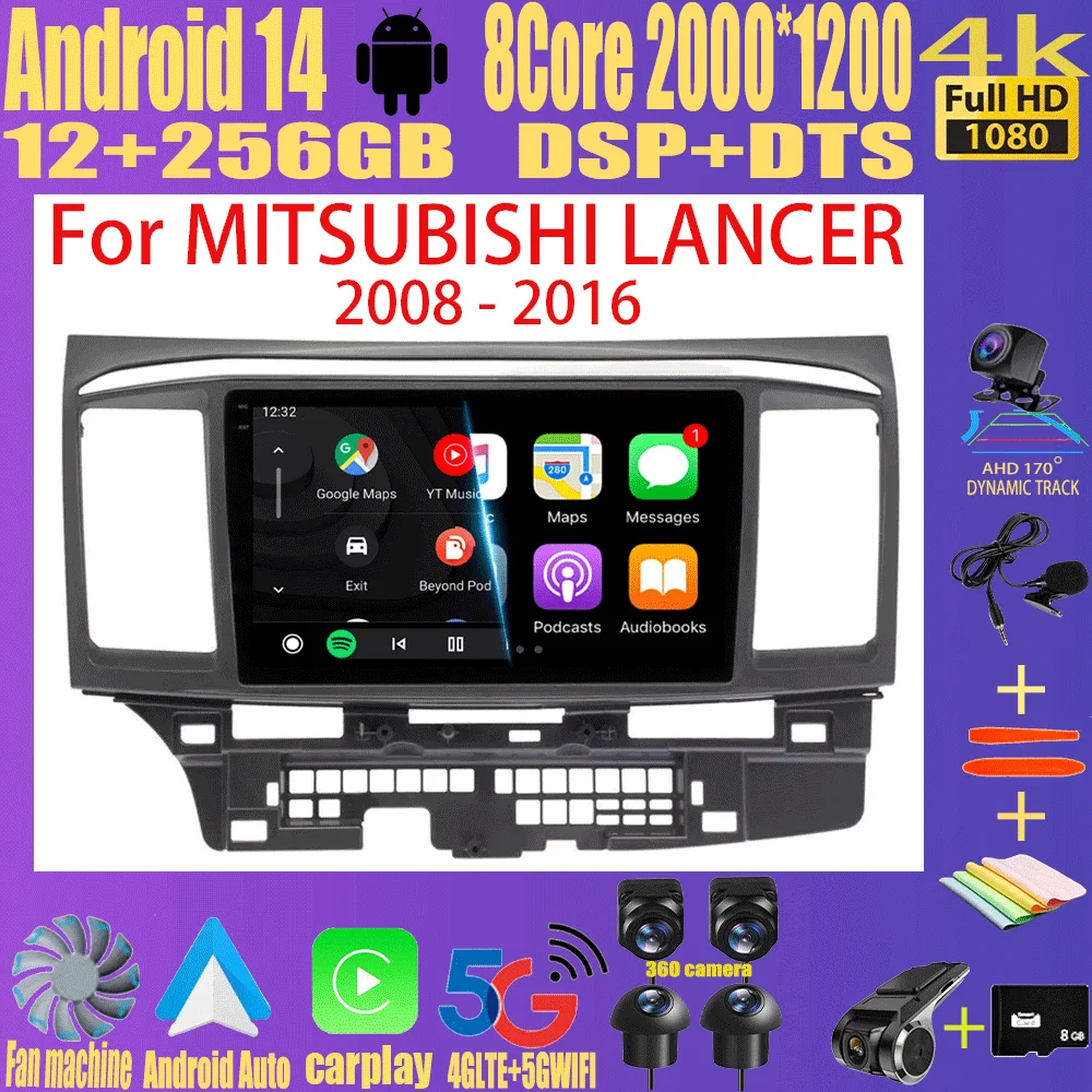 

Android 14 For MITSUBISHI LANCER 9 10 X 2008 2009 2010 2011 - 2016 9Inch Car Radio Stereo Audio GPS Player Carplay Auto Screen