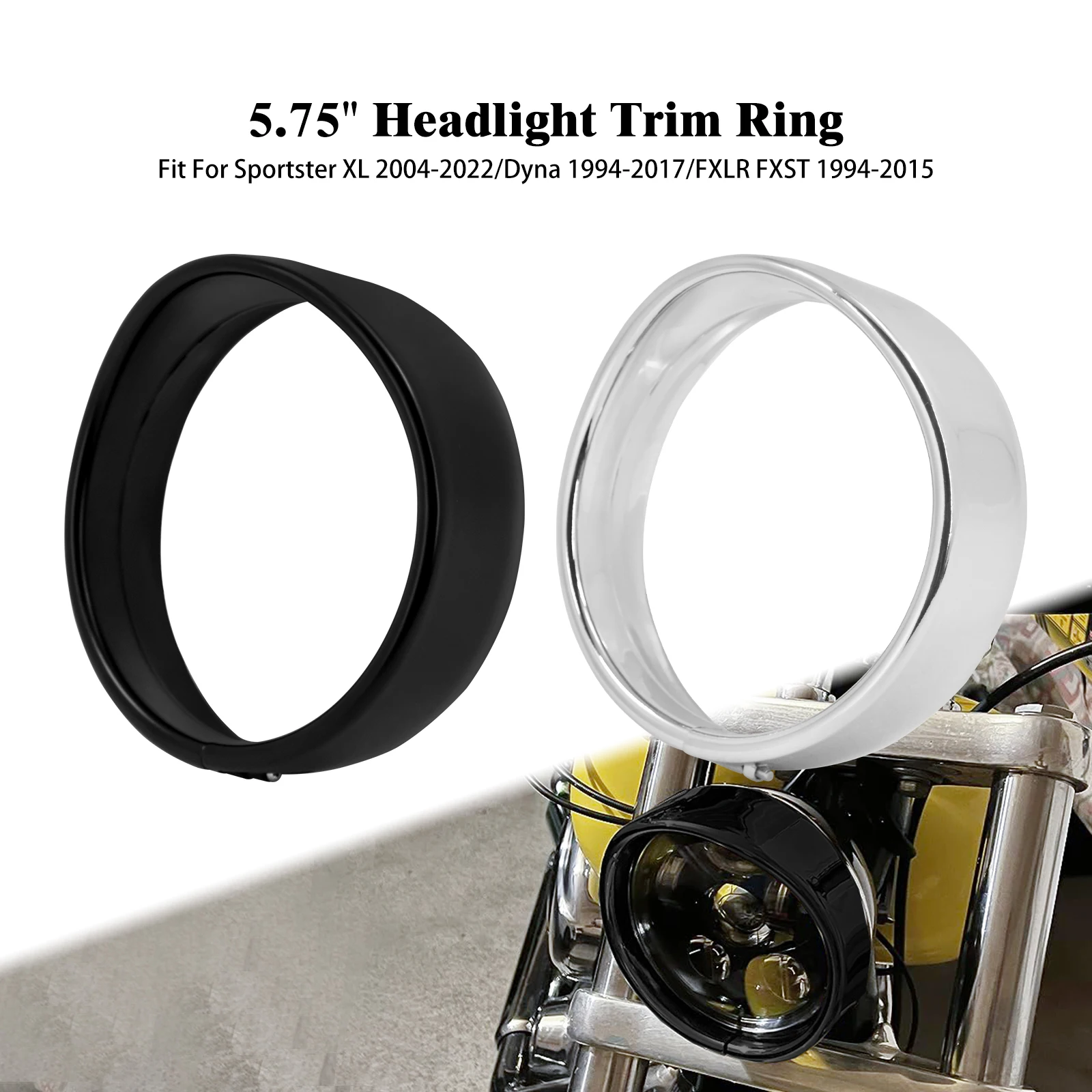 

Motorcycle 5.75'' Headlight Visor Trim Ring Lamp Bezel Cover For Harley Sportster XL 883 1200 Dyna FXDB FXDL Softail FXLR FXSB