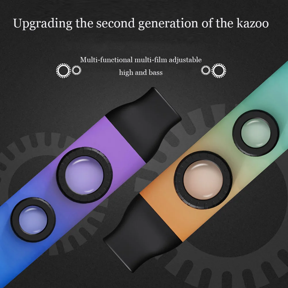 New Double Film Dazzling Color Kazoo Double Hole Gradient Color Kazoo Guitar Accompaniment Musical Instruments