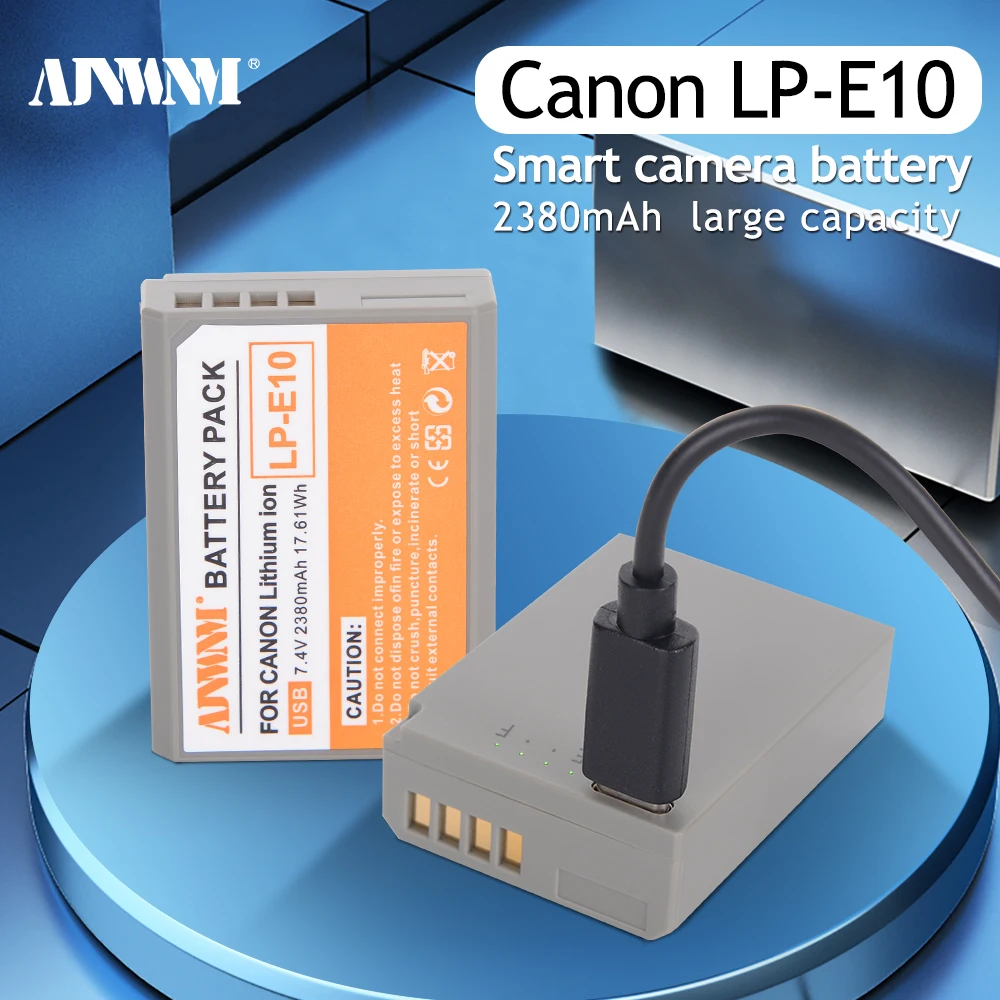 

AJNWNM LP-E10 LPE10 LP E10 USB Battery for Canon EOS 1100D 1200D 1300D Kiss X50 X70 X80 Rebel T3 Camera, 2380mAh, USB charging