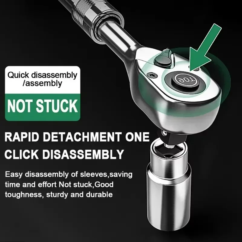 1/2 Inch Retractable Socket Wrench 90 Teeth 1\2 Inch Extended Quick-release Forward Reverse Two-way Ratchet Spanner Repair Tool