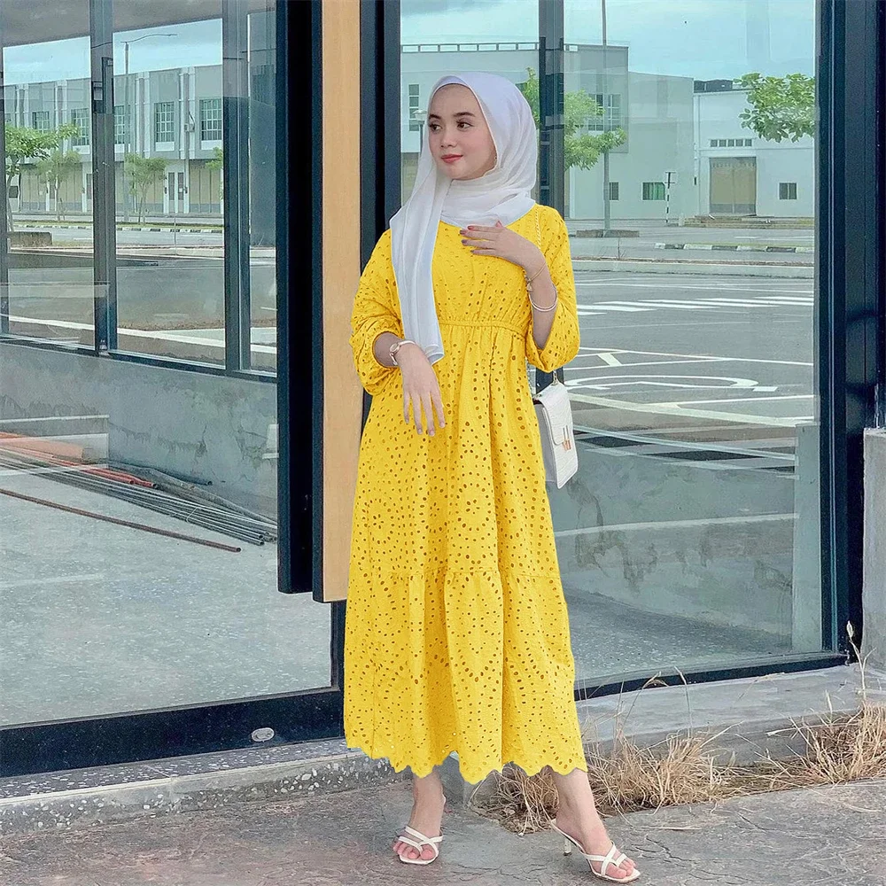 여성을위한 두바이 파티 드레스 이슬람 Abaya Jalabiya 긴 소매 속이 빈 v 넥 캐주얼 맥시 베스 티드 모로코 Kaftan 긴 가운