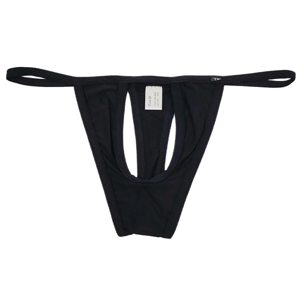 Men Sexy Briefs Ice Silk Underwear Gay Sissy Pouch Hollow Out Panties Smooth Thongs Erotic Hombre G-String Open Crotch T Back