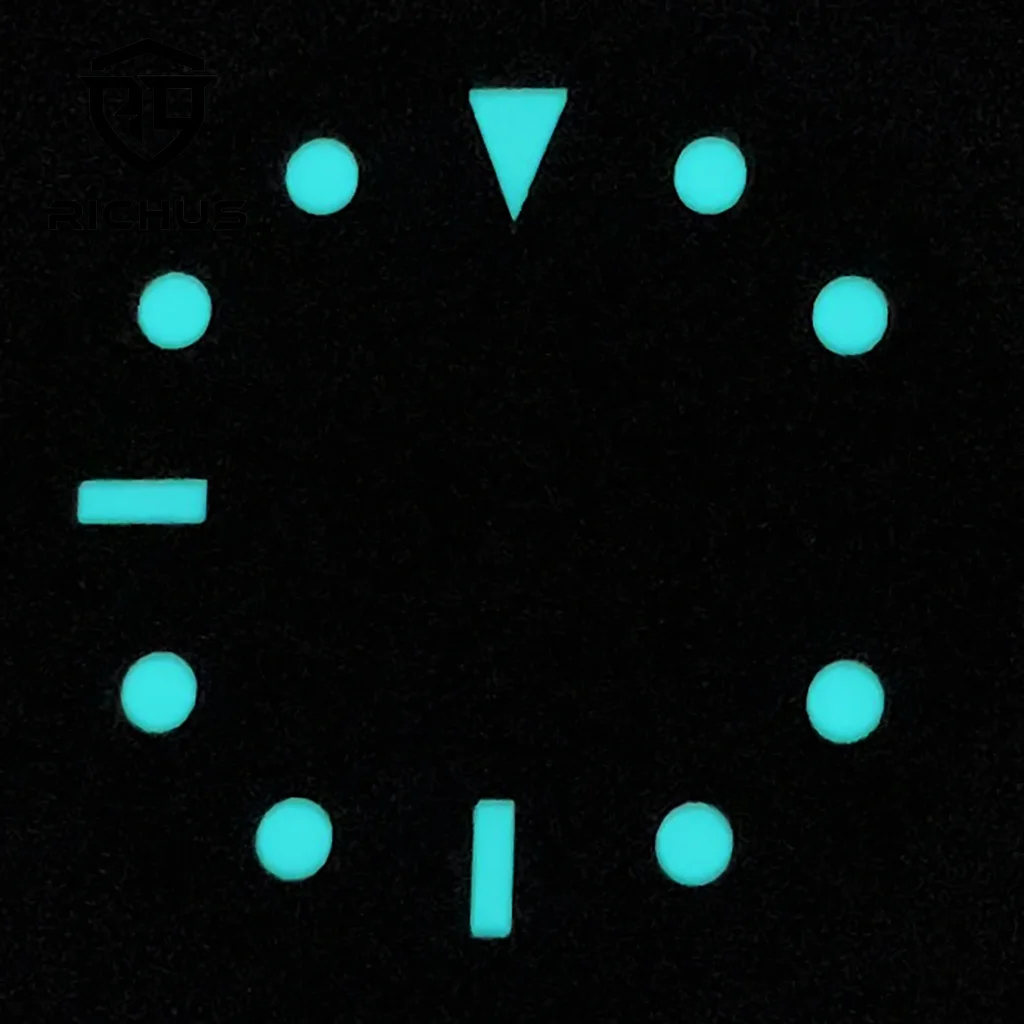 RICHUS 28,5 mm quadrante dell'orologio quadrante nero blu verde luminoso adatto NH34 NH35 NH36 ETA2824 2836 movimento Miyota8215-DG