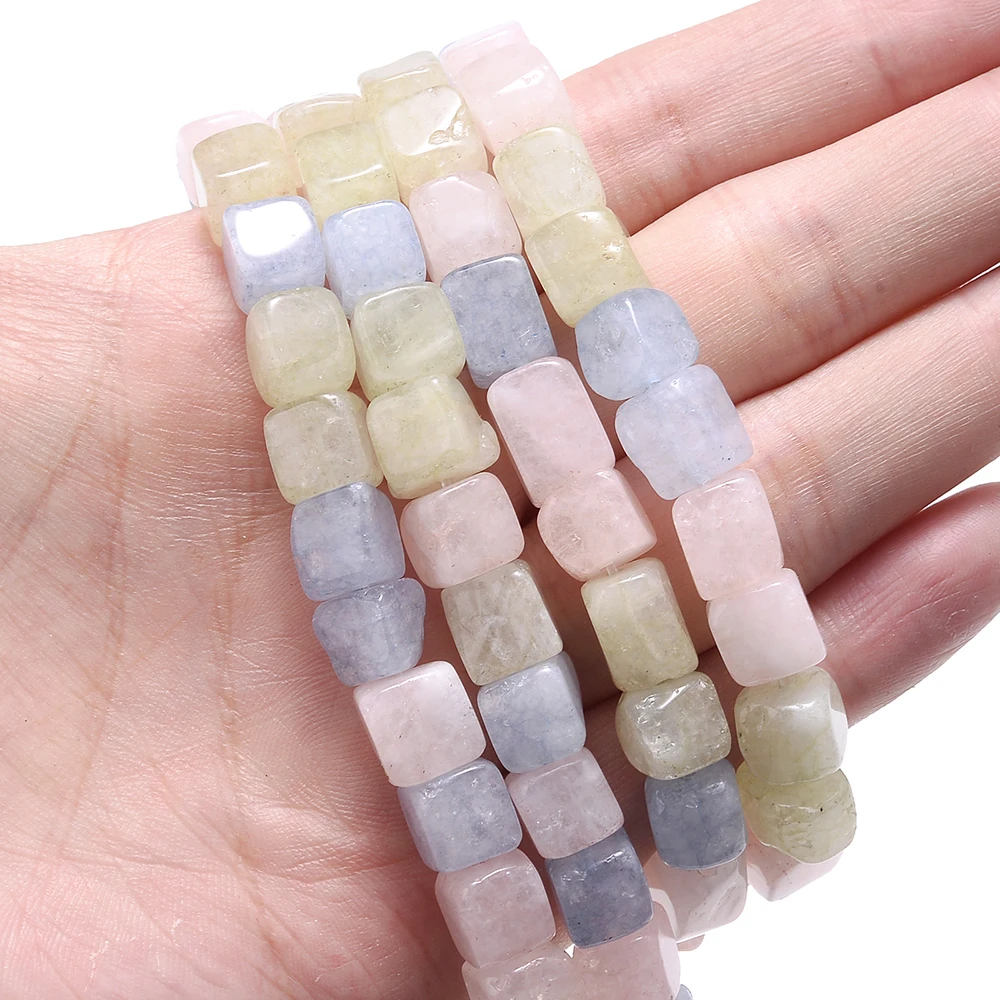 Natural Stone Crystal Apatite Tourmaline Morganite Beads 8x8mm for Women Jewelry Making DIY Bracelet Necklace Accessories 15\'\'