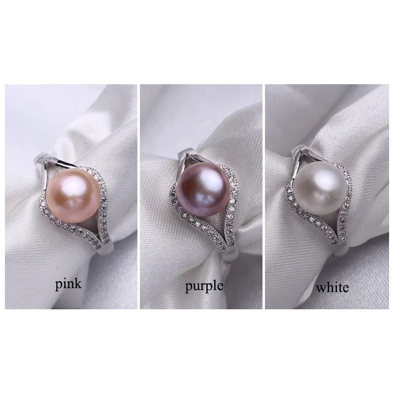 مجوهرات لؤلؤ المياه العذبة الطبيعية من ZHBORUINI خواتم فضة إسترليني للنساء خواتم زفاف من الزركون عالية الجودة هدية #4