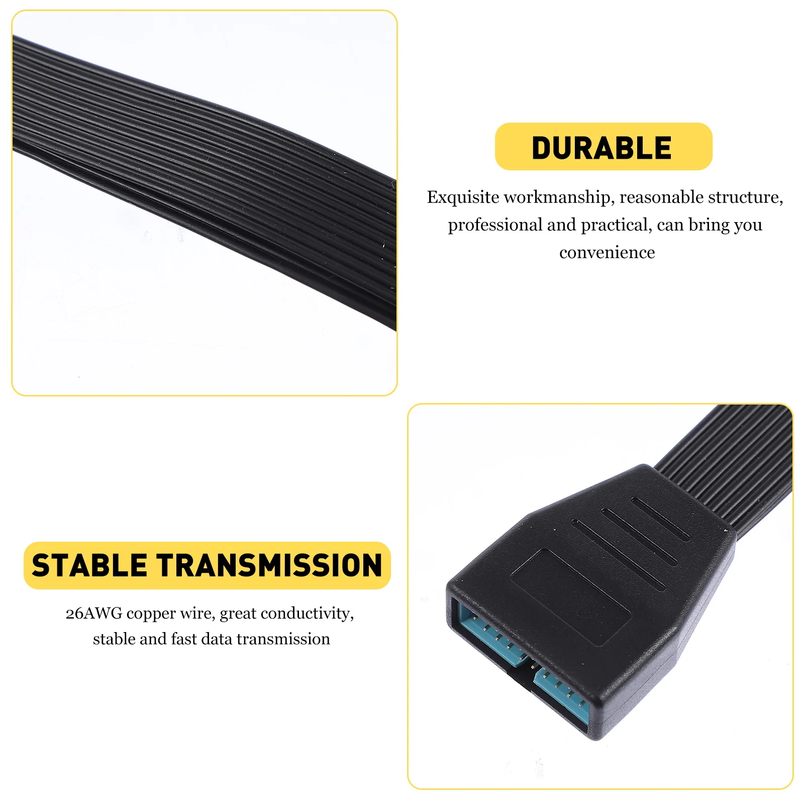 

Usb3.0 20Pin To 19Pin Ribbon Wire Usb 3.0 Motherboard Adapter Internal Header Splitter Extension Cable Computer Part Accessory